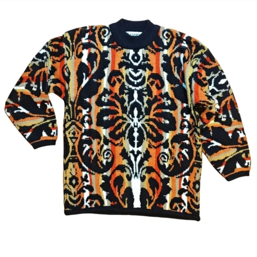 Vintage 90s Premiere Designer Collection Abstract Sweater Men's Medium Coogi Sty